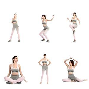 Chiczele Leggings Womens Small High Waisted Gray Pink Athletic Yoga Gym